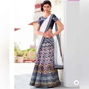 Made in India- multicolored silk lehenga with matching choli and dupatta